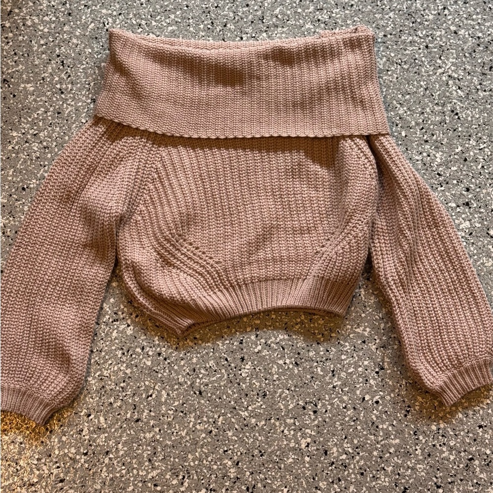 Lulu's Cozy Brown Off-the-Shoulder Sweater